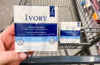 hand holding bar of ivory soap