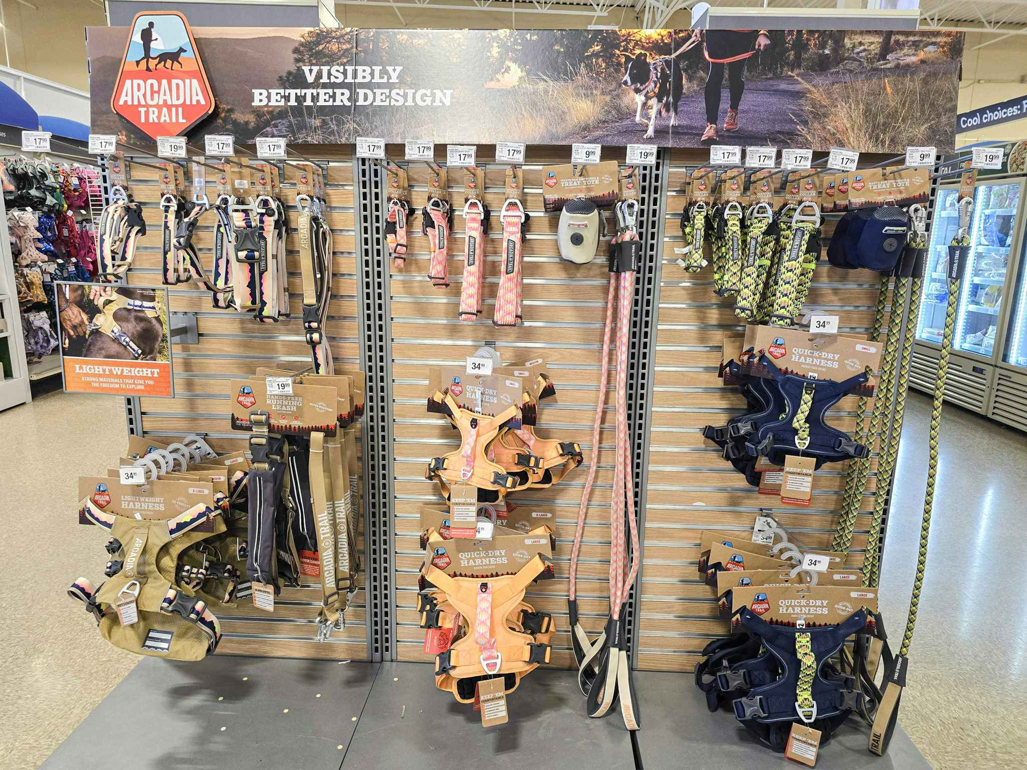 pet leashes, collars, harnesses and more on display at petsmart