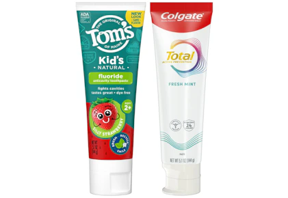 1 Colgate + 1 Tom's Toothpastes