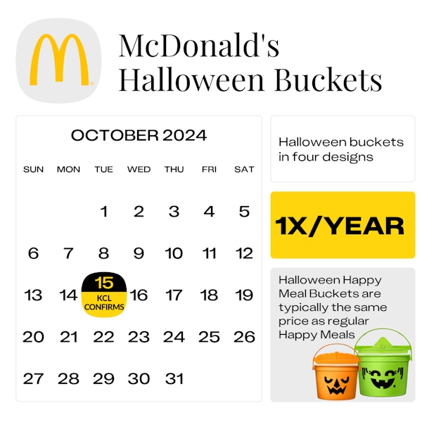 a calendar showing the confirmed date of mcdonalds boo buckets