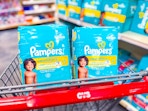 pampers diapers in a cvs cart