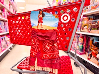 disney moana 2 adventure outfit hanging on a target cart