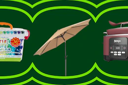 tie dye kit, patio umbrella, and Ninja slow cooker