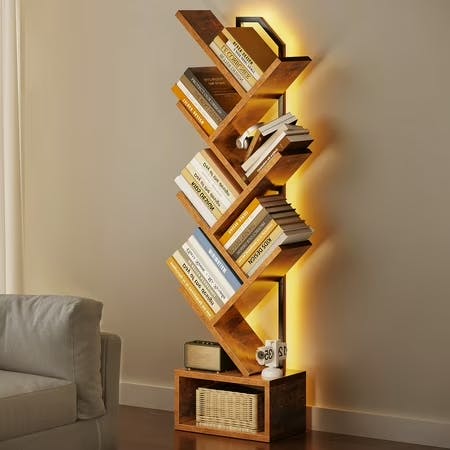 6 Tier Tree Bookshelf with LED Lights