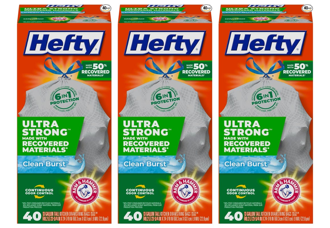 Hefty Renew Clean Burst 13 Gal. Tall Kitchen White Trash Bag (40