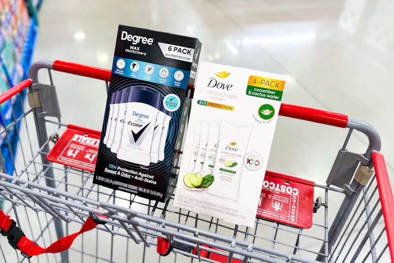 Degree & Dove deodorants in a Costco cart