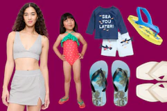 Swimwear and sandals at Old Navy for the whole family