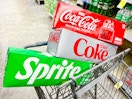 packs of soda in a store buggy