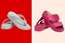 2 pairs of womens Crocs sandal styles (stock photos)