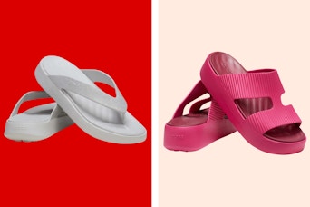 2 pairs of womens Crocs sandal styles (stock photos)