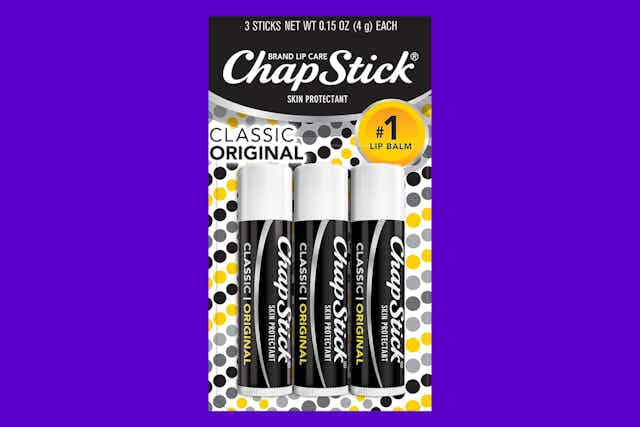 ChapStick Original Lip Balm 3-Pack, as Low as $2.44 on Amazon card image