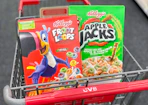 froot loops and apple jacks cereals in a cvs cart