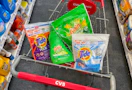 cvs shopping cart with tide and gain laundry products