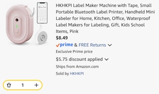 label maker Amazon receipt