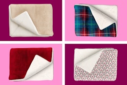 4 stock images of Threshold shearling blankets