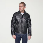 Men's Faux Leather Trucker Jacket