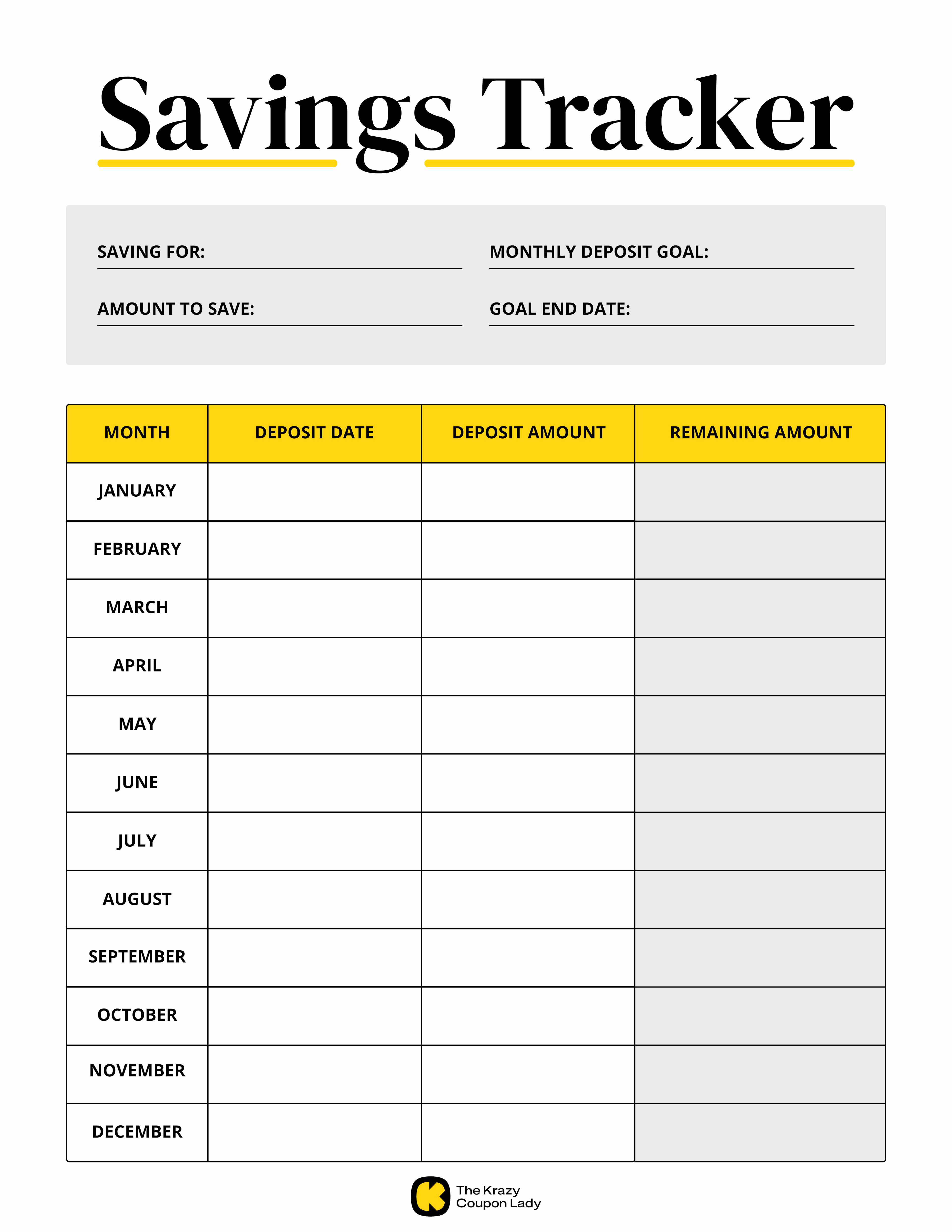 Savings Tracker printable