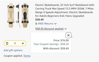 skateboard Amazon receipt