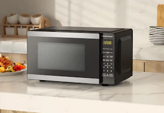 black and silver Hamilton Beach microwave