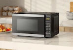 black and silver Hamilton Beach microwave