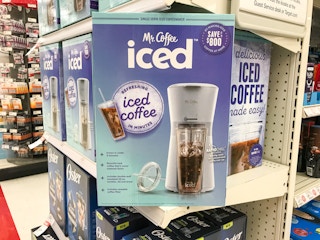 mr coffee iced coffee maker on a target shelf