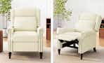 2 lifestyle images of the Christopher Knight Home recliner chair in the color beige