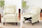 2 lifestyle images of the Christopher Knight Home recliner chair in the color beige