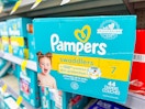 pampers diapers box on shelf in walgreens