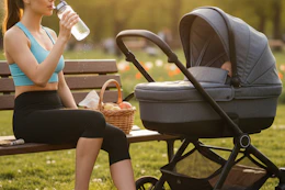 a woman wearing leggings at a park