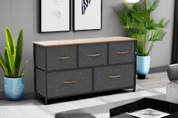 Dresser With 5 Fabric Drawers, Just $36 on Amazon card image