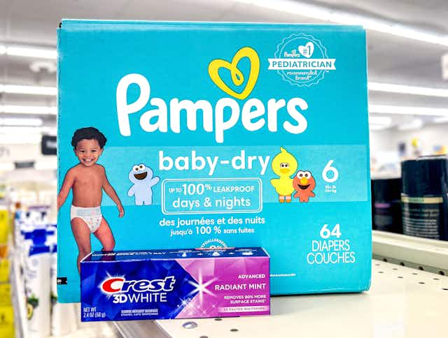 Get Pampers Diaper Boxes and Crest Toothpaste for Only $15.98 at CVS card image