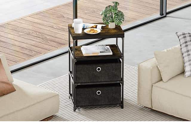 This End Table With Fabric Drawers Is Only $15 on Amazon (Reg. $30) card image