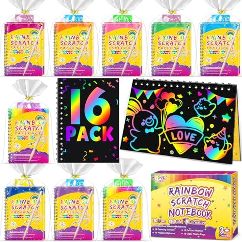 Scratch Rainbow Art Notebooks 16-Pack