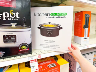 hamilton beach 6-quart slow cooker sitting on a target shelf
