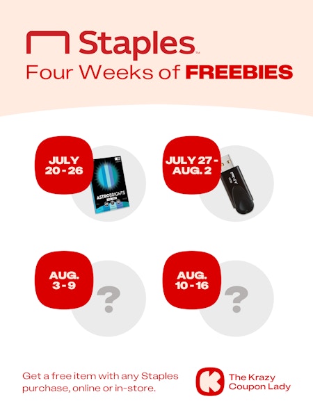 Graphic of the Staples Four Weeks of Freebies