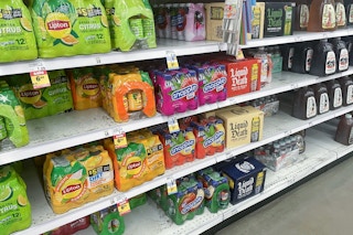 snapple drinks on shelf at meijer