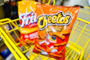 cheetos and fritos in yellow shopping cart
