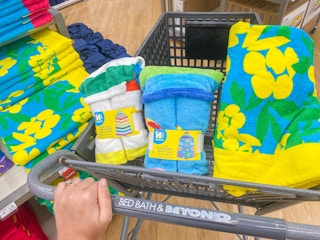 Hooded and regular beach towel in cart