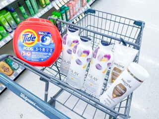 tide pantene olay products in walgreens cart