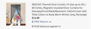 thermal curtains Amazon receipt