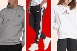 Activewear at Macy's: $25 Adidas Hoodies and Joggers, $36 The North Face card image