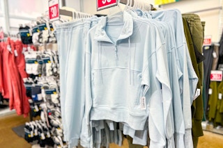 Old Navy In Store Women-s Fleece Hoodie Feature Image With Blue hoodie