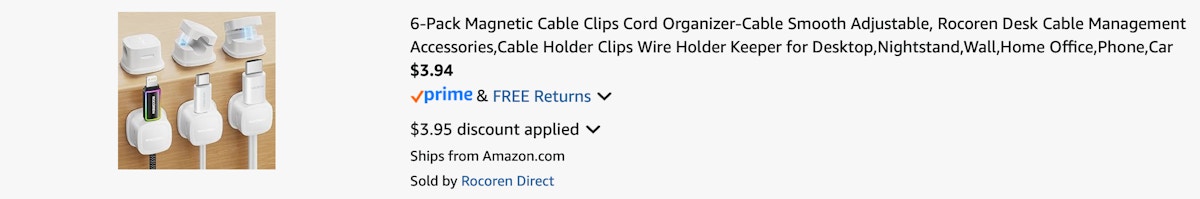 Amazon Magnetic Cable Clips 6-Pack 2025