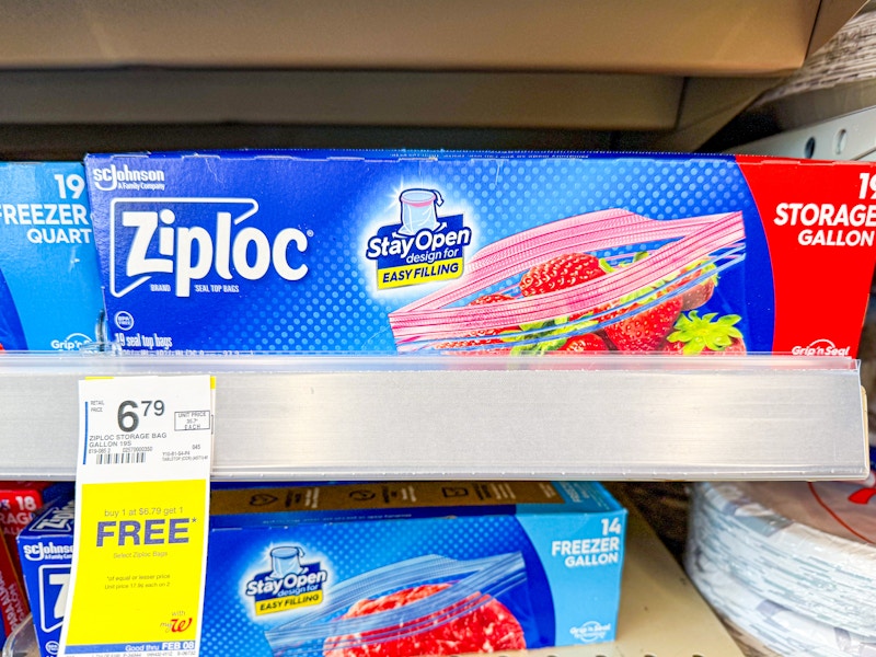 ziploc bags with a bogo free sign