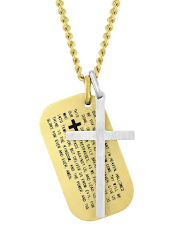 Men's Lord's Prayer Dog Tag & Cross
