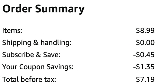 an amazon order summary ending in $7.19