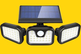 Solar powered outdoor light.