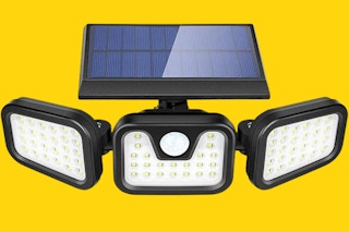 Solar powered outdoor light.