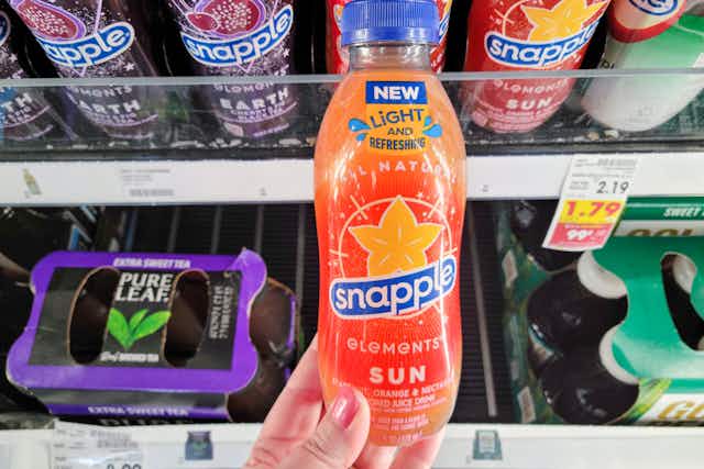 5 Free Snapple Sun Elements Drinks at Kroger card image