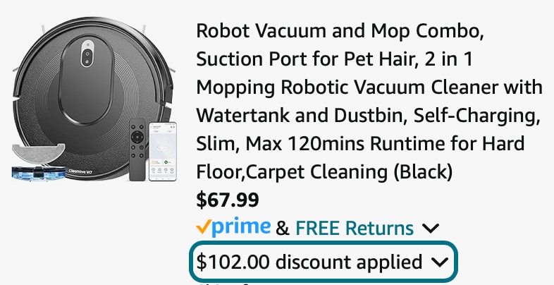 psuk Robot Vacuum and Mop Combo, Suction Port for Pet Hair